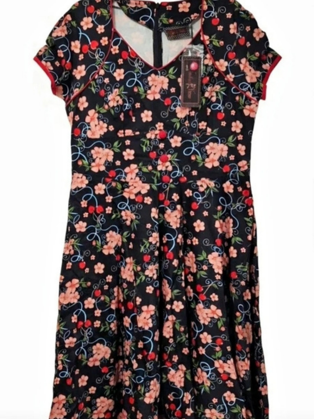 Yoodoo Vixen Floral Midi Dress in Black & Pink NWT
